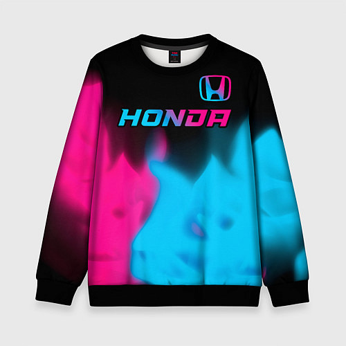 Детский свитшот Honda - neon gradient: символ сверху / 3D-Черный – фото 1