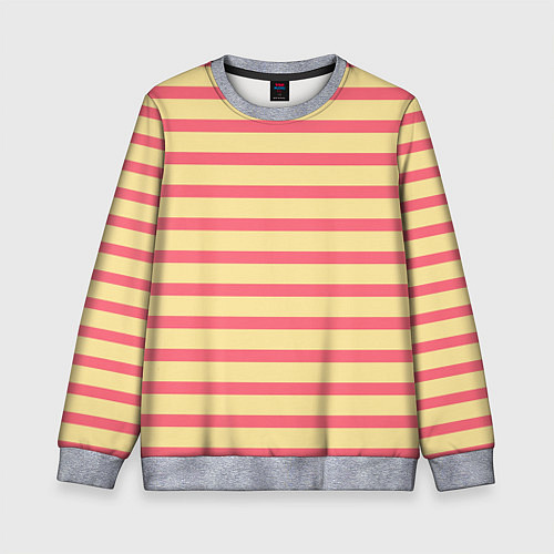 Детский свитшот Нежный жёлто-розовый полосатый / 3D-Меланж – фото 1