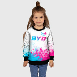 Свитшот детский BYD neon gradient style: символ сверху, цвет: 3D-черный — фото 2