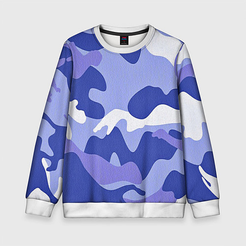 Детский свитшот Камуфляжный узор голубой / 3D-Белый – фото 1