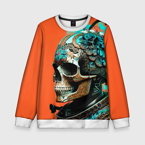 Детский свитшот Art skull - irezumi - Japan / 3D-Белый – фото 1