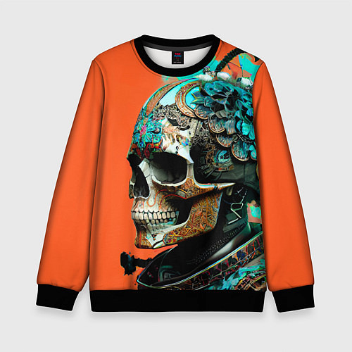 Детский свитшот Art skull - irezumi - Japan / 3D-Черный – фото 1