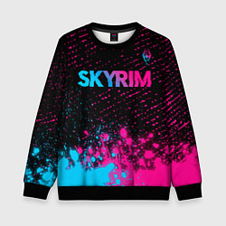 Свитшот детский Skyrim - neon gradient: символ сверху, цвет: 3D-черный