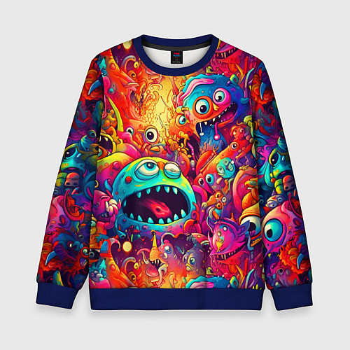 Детский свитшот Кислотные чудики / 3D-Синий – фото 1
