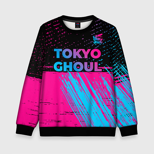 Детский свитшот Tokyo Ghoul - neon gradient: символ сверху / 3D-Черный – фото 1