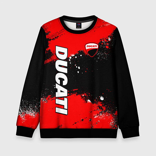 Детский свитшот Ducati - красная униформа с красками / 3D-Черный – фото 1