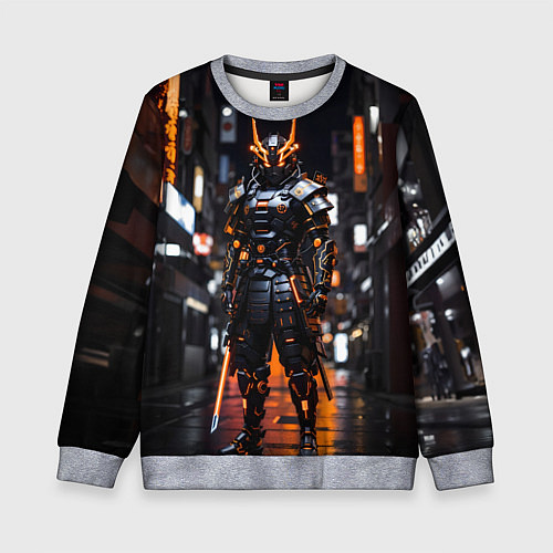 Детский свитшот Кибер робот самурай от нейросети / 3D-Меланж – фото 1