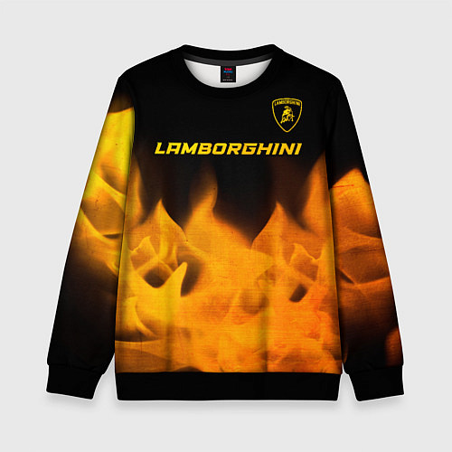 Детский свитшот Lamborghini - gold gradient: символ сверху / 3D-Черный – фото 1