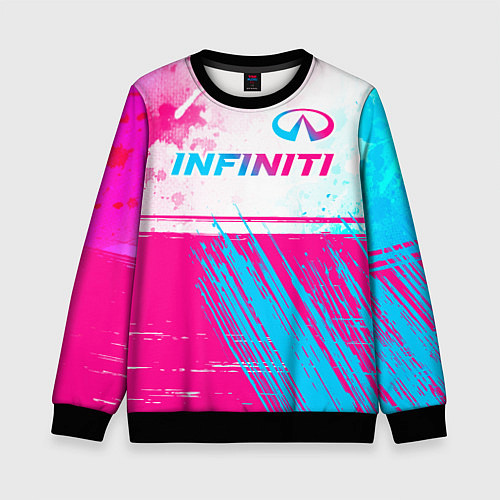 Детский свитшот Infiniti neon gradient style: символ сверху / 3D-Черный – фото 1