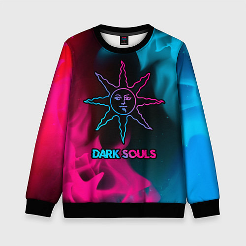 Детский свитшот Dark Souls - neon gradient / 3D-Черный – фото 1