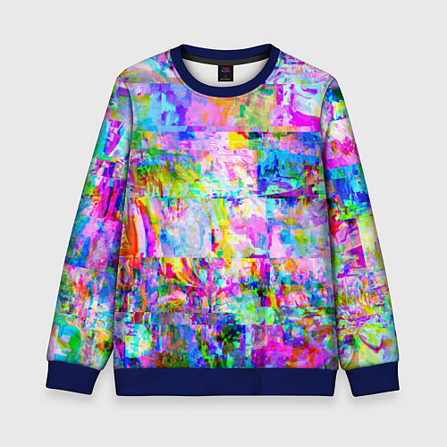 Детский свитшот Яркий неоновый абстрактный Glitch / 3D-Синий – фото 1
