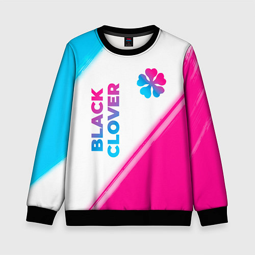 Детский свитшот Black Clover neon gradient style: надпись, символ / 3D-Черный – фото 1