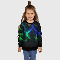 Свитшот детский Разлом синих и зеленых плит, цвет: 3D-черный — фото 2