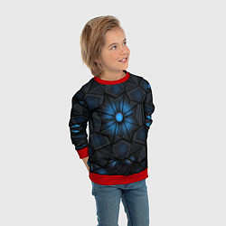 Свитшот детский Калейдоскопные черные и синие узоры, цвет: 3D-красный — фото 2