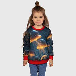 Свитшот детский Люминисцентные медузы, цвет: 3D-красный — фото 2
