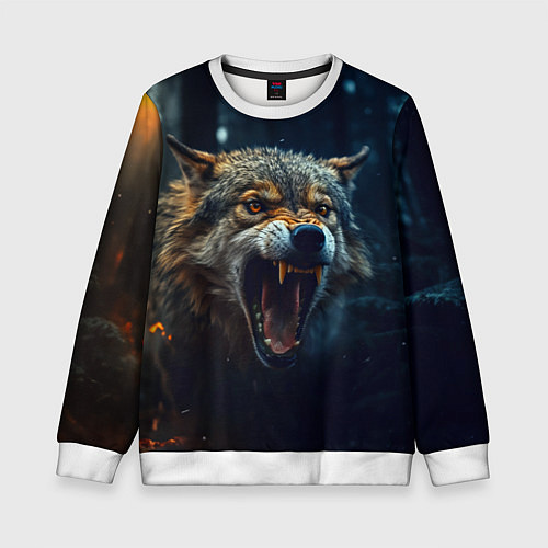 Детский свитшот Волк рассвет / 3D-Белый – фото 1