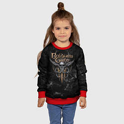Свитшот детский Baldurs Gate 3 dark logo, цвет: 3D-красный — фото 2