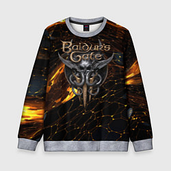 Свитшот детский Baldurs Gate 3 logo gold and black, цвет: 3D-меланж