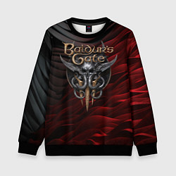 Свитшот детский Baldurs Gate 3 logo dark red black, цвет: 3D-черный