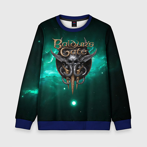 Детский свитшот Baldurs Gate 3 logo green / 3D-Синий – фото 1