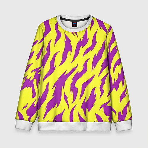 Детский свитшот Кислотный тигр паттерн / 3D-Белый – фото 1