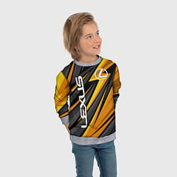 Свитшот детский Лексус - желтая спортивная абстракция, цвет: 3D-меланж — фото 2