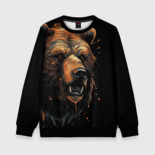 Детский свитшот Бурый медведь / 3D-Черный – фото 1