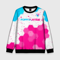 Свитшот детский Poppy Playtime neon gradient style: символ сверху, цвет: 3D-черный