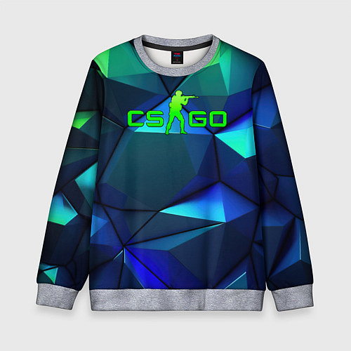 Детский свитшот CSGO blue green gradient / 3D-Меланж – фото 1