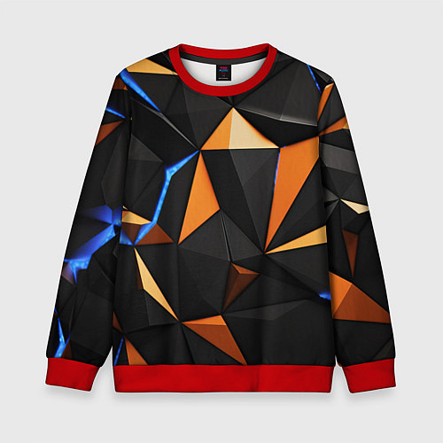 Детский свитшот Оранжевые и черные элементы / 3D-Красный – фото 1