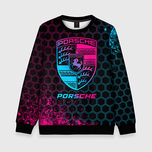 Детский свитшот Porsche - neon gradient / 3D-Черный – фото 1