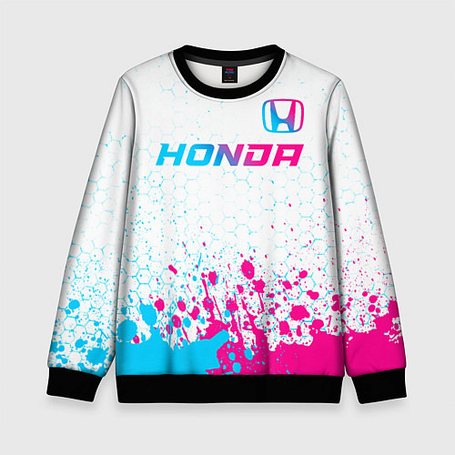 Детский свитшот Honda neon gradient style: символ сверху / 3D-Черный – фото 1