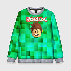 Детский свитшот Roblox head на пиксельном фоне