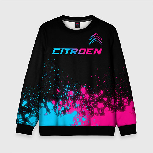 Детский свитшот Citroen - neon gradient: символ сверху / 3D-Черный – фото 1