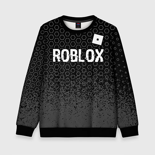 Детский свитшот Roblox glitch на темном фоне: символ сверху / 3D-Черный – фото 1