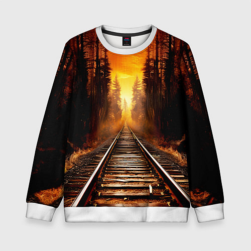 Детский свитшот Железная дорога на закате / 3D-Белый – фото 1