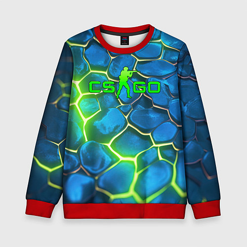 Детский свитшот CSGO green blue neon / 3D-Красный – фото 1