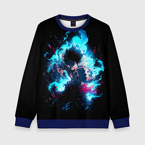 Детский свитшот Луффи в ярости / 3D-Синий – фото 1