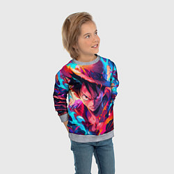 Свитшот детский Луффи из Ван Пис - разноцветный, цвет: 3D-меланж — фото 2