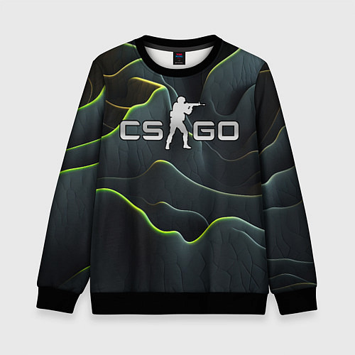 Детский свитшот CSGO green dark texture / 3D-Черный – фото 1