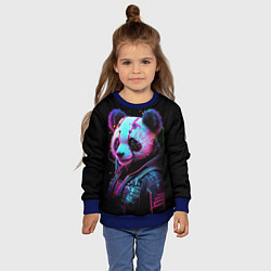 Свитшот детский Панда в красках киберпанк, цвет: 3D-синий — фото 2