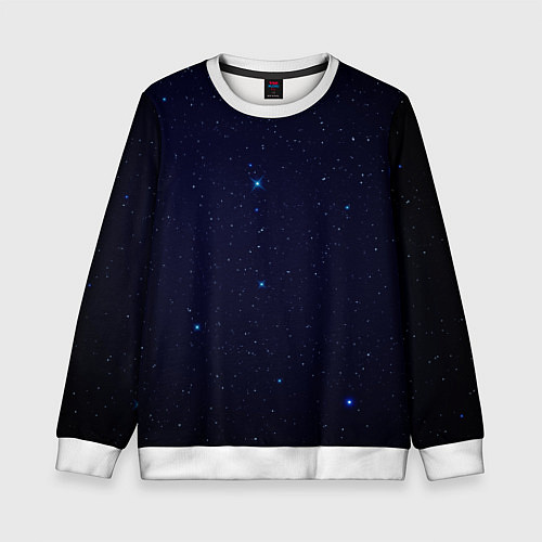 Детский свитшот Тёмный космос и синие звёзды / 3D-Белый – фото 1