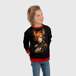 Свитшот детский Девушка лисица геймер, цвет: 3D-красный — фото 2