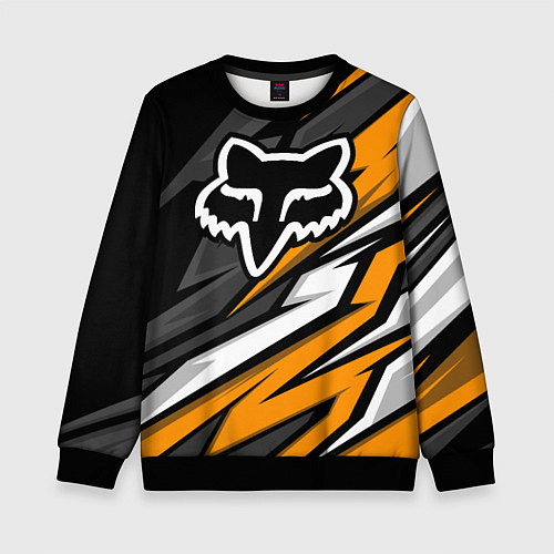 Детский свитшот Fox motocross racing - orange / 3D-Черный – фото 1