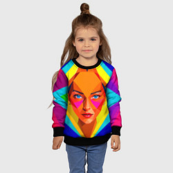 Свитшот детский Девушка голубоглазая в ромбе, цвет: 3D-черный — фото 2