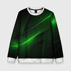 Свитшот детский Green neon lines, цвет: 3D-белый