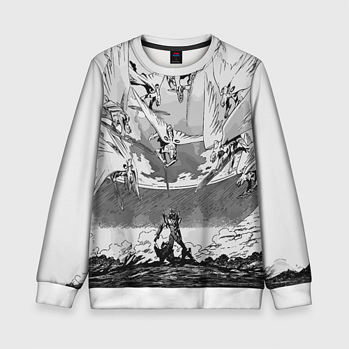 Детский свитшот Нападение ангелов - Евангелион / 3D-Белый – фото 1
