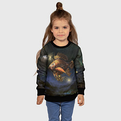 Свитшот детский Рыба-дирижабль в ночи, цвет: 3D-черный — фото 2