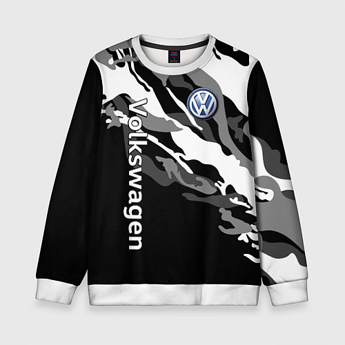 Детский свитшот Фольцваген - белый камуфляж / 3D-Белый – фото 1