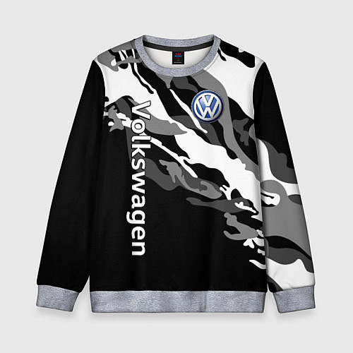 Детский свитшот Фольцваген - белый камуфляж / 3D-Меланж – фото 1